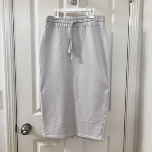 Zara Women’s Fleece Plush Drawstring Elastic Waist Midi Slitted Skirt Size Large